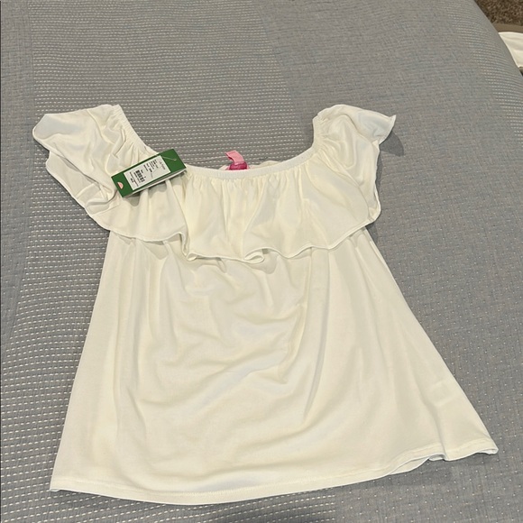 White Off-Shoulder Ruffle Top - Picture 2 of 3